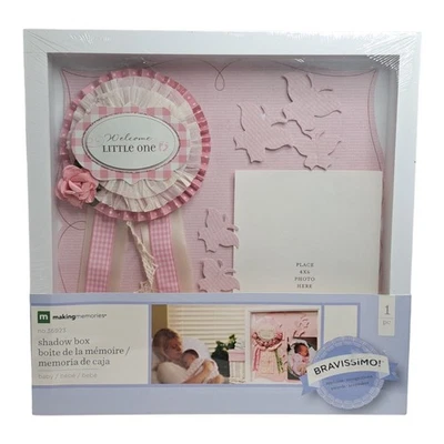 Bravissimo! Caja de sombras Making Memories bebé niña rosa y blanco decoración de habitación recién nacido Foto 1 de 4
