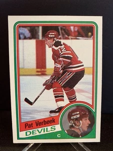 1984-85 TOPPS PAT VERBEEK ROOKIE HOCKEY CARD #90 NEW JERSEY DEVILS RC - Picture 1 of 2