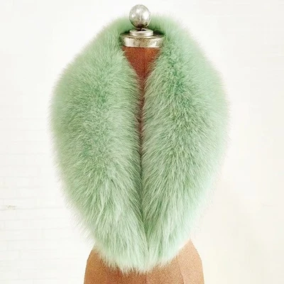 100% Real Fox Fur Collar Neck Wraps Winter Warm Scarf Shawl Women jacket Scarves - Image 1 of 4