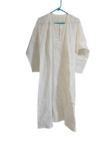 Vintage indisches Designer Baumwolle weiß Stickerei Damen Top Tunika M siehe Maße - Bild 1 von 10