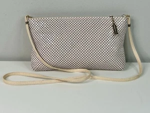 Vintage Whiting And Davis Metal Mesh Purse Evening Shoulder Bag Off White/Pink - Picture 1 of 9