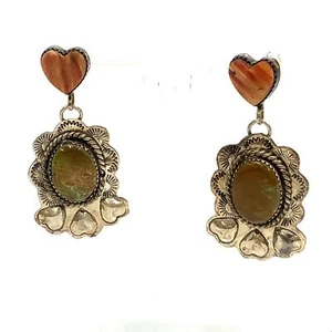 Vintage Sterling Indianer Muschel und mexikanischer Türkis Ohrhänger - Bild 1 von 8