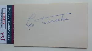 LEO DUROCHER- Baseball Legend SIGNED 3 X 5 Index Card in 1980s- COA from JSA - Picture 1 of 7