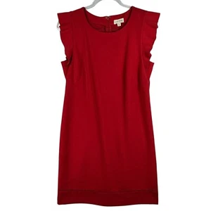 Maison Jules Red Dress Ruffle Sleeve Career Party Cocktail Size M Old Money - Picture 1 of 8