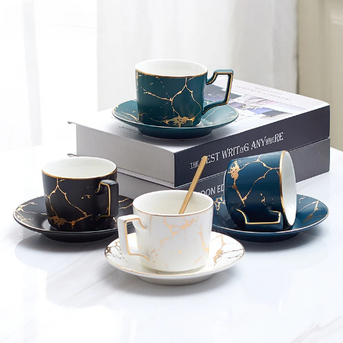 Buy Wholesale China 6 Pcs 5 Oz White Porcelain Coffee Cups And Saucers Sets  Ceramic Coffee Tea Cups Set With Spoons & Ceramic Coffee Cup Set at USD 0.6