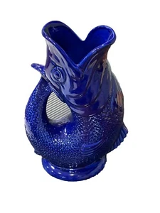 Original Gluggle Jug Wade Cobalt Blue Fish Pitcher/Vase Stoke On Trent England - Picture 1 of 13