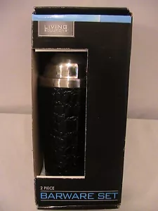 NEW Barware Set 2 piece Living Solutions Stainless Steel Shaker Strainer Black - Picture 1 of 5