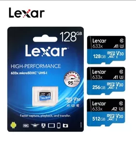Lexar 128GB 256GB 512GB U3 V30 633x Micro SD SDHC A1/A2 UHS-I C10 TF Memory Card - Picture 1 of 10
