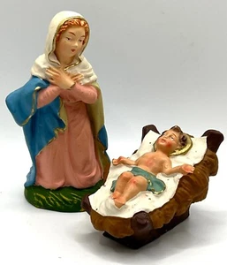VTG Hand Painted Italy Nativity Set of 2 Figurines Mary & Baby Jesus Religious - Picture 1 of 9