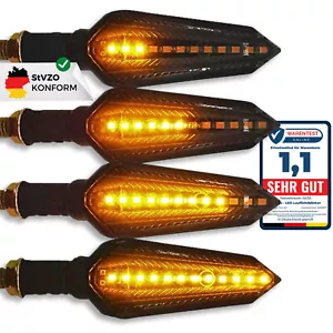 Binego® 4x LED Blinker Motorrad E Geprüft Lauflicht Carbon Getönte Blinkleuchten - Bild 1 von 13