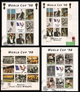 world cup 1998 STAMPS LOT 4 SHEETS PELE BRAZIL STAMPS - Picture 1 of 9