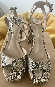 Sandalias Karen Millen Retro Años 70 Piel de Serpiente Disco Queen Plataforma - Talla 7... NUEVAS EN CAJA - Imagen 1 de 7