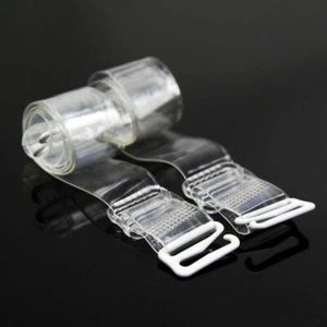 2 Pair Clear Invisible Bra Straps Adjustable Detachable Transparent Metal Hook - Picture 1 of 9