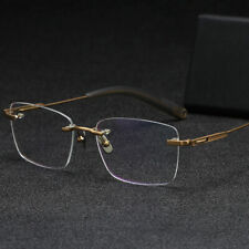 Rimless Titanium Eyeglasses Men Rectangle 56mm Glasses F Demo Lens F4