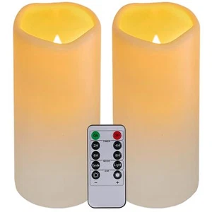 Flickering Flameless LED Candles with 10-Key Remote & Timer, Waterproof - Picture 1 of 8