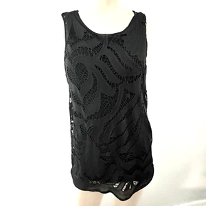 Grace Elements Tank Top Womens L Sheer Coquette Lace Front Goth y2k Summer Artsy - Picture 1 of 6