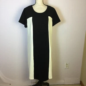 NWT Boden Shift Dress Size 14L Womans Long Ivory Black Colorblock Short Sleeve - Picture 1 of 15
