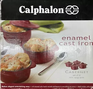 Calphalon Emaille Gusseisen Cabernet 4er Set Mini Suppe Töpfe mit Deckel - Bild 1 von 4