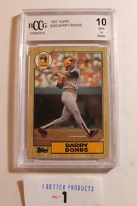 1987 Topps Barry Bonds #320 tarjeta de novato de béisbol Beckett BCCG clasificada 10 como nueva+ - Imagen 1 de 6