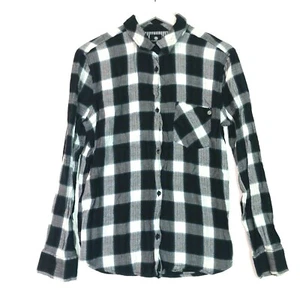 Element Camiseta Escocesa Manga Larga Franela Top Botón Azul Marino Blanco Pequeña S - Imagen 1 de 5