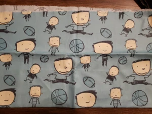 Boys Will Be Boys Cotton Fabric by David Walker Free Spirit Blue Sports 12" X 44 - Picture 1 of 1