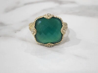 Doblete de calcedonia de diosa verde revestida de oro amarillo de plata esterlina Judith Ripka  Foto 1 de 4