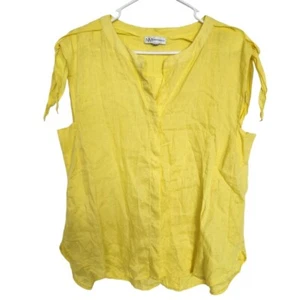 Top smanicato Neiman Marcus lino giallo L minimalista spiaggia costiera - Foto 1 di 7