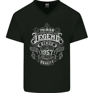 Premium Legend 68th Birthday 1957 Mens V-Neck Cotton T-Shirt - Picture 1 of 3