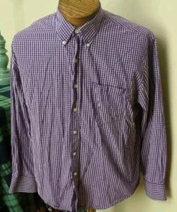 Men's Shirt Sz L Purple White Striped Long Sleeve Button Up Cotton IZOD - Picture 1 of 7