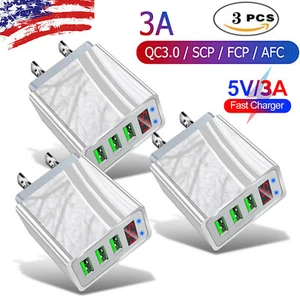 3Pcs 5V/3A Fast Quick Charge 3 Port USB Hub Wall Charger Power Adapter US Plug - Picture 1 of 8