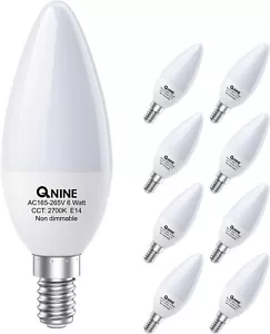 QNINE 8-Pack Warm White E14 LED Light Bulb 6W (60W Equivalent) 540lm Candle - Picture 1 of 8
