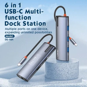 6-in-1 Type-C Docking Station: PD100W, HDMI, USB3.0, RJ45 Ports - Picture 1 of 6
