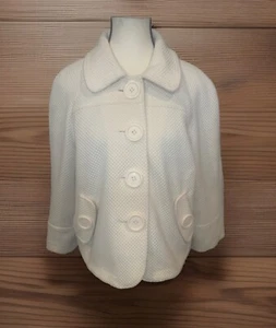 Women’s Maurices CREAM Waffle Short Lined Pea Coat XL Large Buttons Pockets NWOT - Picture 1 of 11