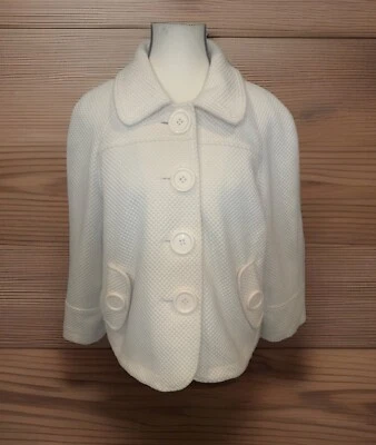 Women’s Maurices CREAM Waffle Short Lined Pea Coat XL Large Buttons Pockets NWOT - Image 1 of 4