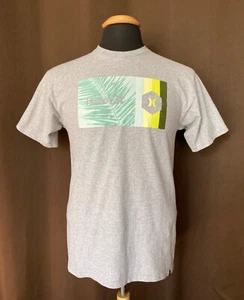 T-Shirt Hurley motivo surf tropicale grigio maniche corte collo a equipaggio uomo M - Foto 1 di 4