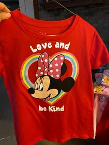 Girls' Disney Minnie Mouse Love & Be Kind Valentine's Day Short Sleeve L 10/12 - Picture 1 of 1
