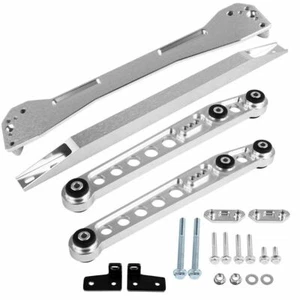 Billet Rear Lower Control Arm + Subframe Brace Silver for Honda Civic EK 96-00 - Picture 1 of 11