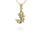 10K Solid Gold 2 Tone Chinese Lunar Year Of The Monkey Diamond Pendant Necklace