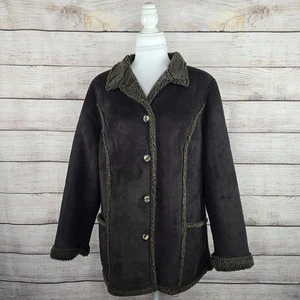 Vintage L.L. Chaqueta de Granero Bean Imitación Gamuza Sherpa Forrada Mediana Pequeña Marrón Oscuro - Imagen 1 de 8