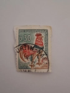 Alte französische Briefmarke mit Coq de Decaris oder gallischem Hahn. - Bild 1 von 2
