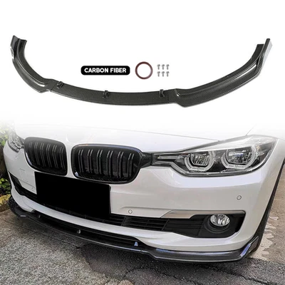 Fits 2016-2018 BMW F30 F31 320i 328i Base Front Bumper Lip Spoiler Carbon Fiber — 第 1/4 张图片