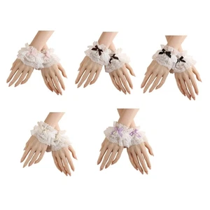 Elegant Anime Lace Sleeves Arm Covers Bowknot Pearls Design Decorative Sleeves - Picture 1 of 13