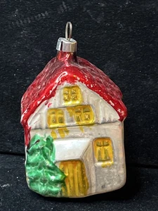 Casa cabaña ornamento vintage de vidrio mercurio de Alemania Occidental - Imagen 1 de 6
