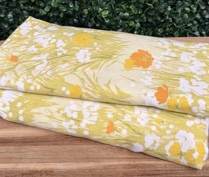 1970s Vintage Dan River Dantrel 77” By 93” Flat Sheet Floral Meadow Print - Picture 1 of 5