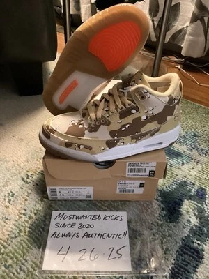 DS 2024 Nike Air Jordan Retro 3 WNBA Desert Camo Women’s Sz 6/Men’s Sz 4.5 - Image 1 of 4