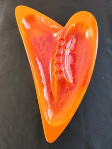 Posacenere vintage Royal Haeger MCM Atomic Boomerang smalto arancione  - Foto 1 di 11