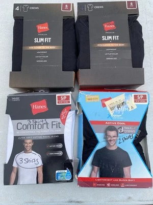 12 Camisetas interiores Hanes Premium cuello redondo para hombre talla S 34-36 negras, blancas Foto 1 de 4