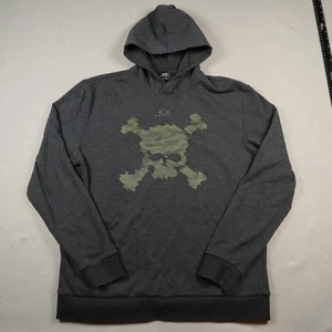 Oakley Hoodie Mens Medium Camo Skull Y2K Sweatshirt Center O Logo Gray - Picture 1 of 13