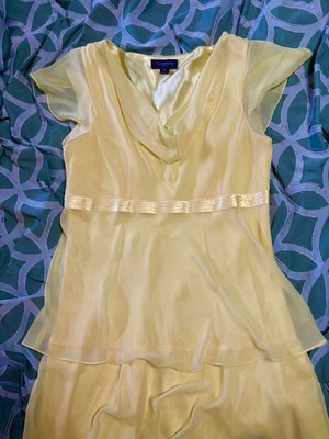 Vintage 90s Liz Claiborne Dandelion Yellow Layered Chiffon Dress y2k fairy   - Image 1 of 4