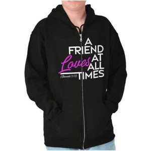Christian A Friend Loves At All Times Verse Sweatshirt Zip Up Hoodie Men Women - Picture 1 of 7